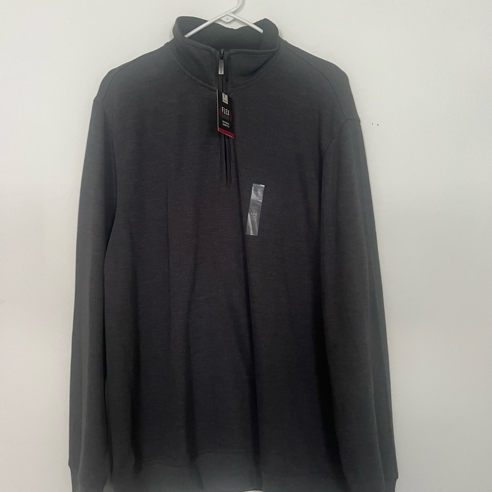 Men’s Van Heusen Charcoal Half-Zip Long Sleeve Pullover Shirt size L